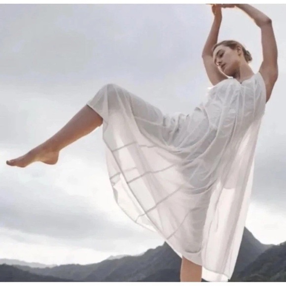 Athleta Maxi Dress Womens Canopy Parachute Sz XS Light Pink V Neck Oversized - Picture 2 of 10